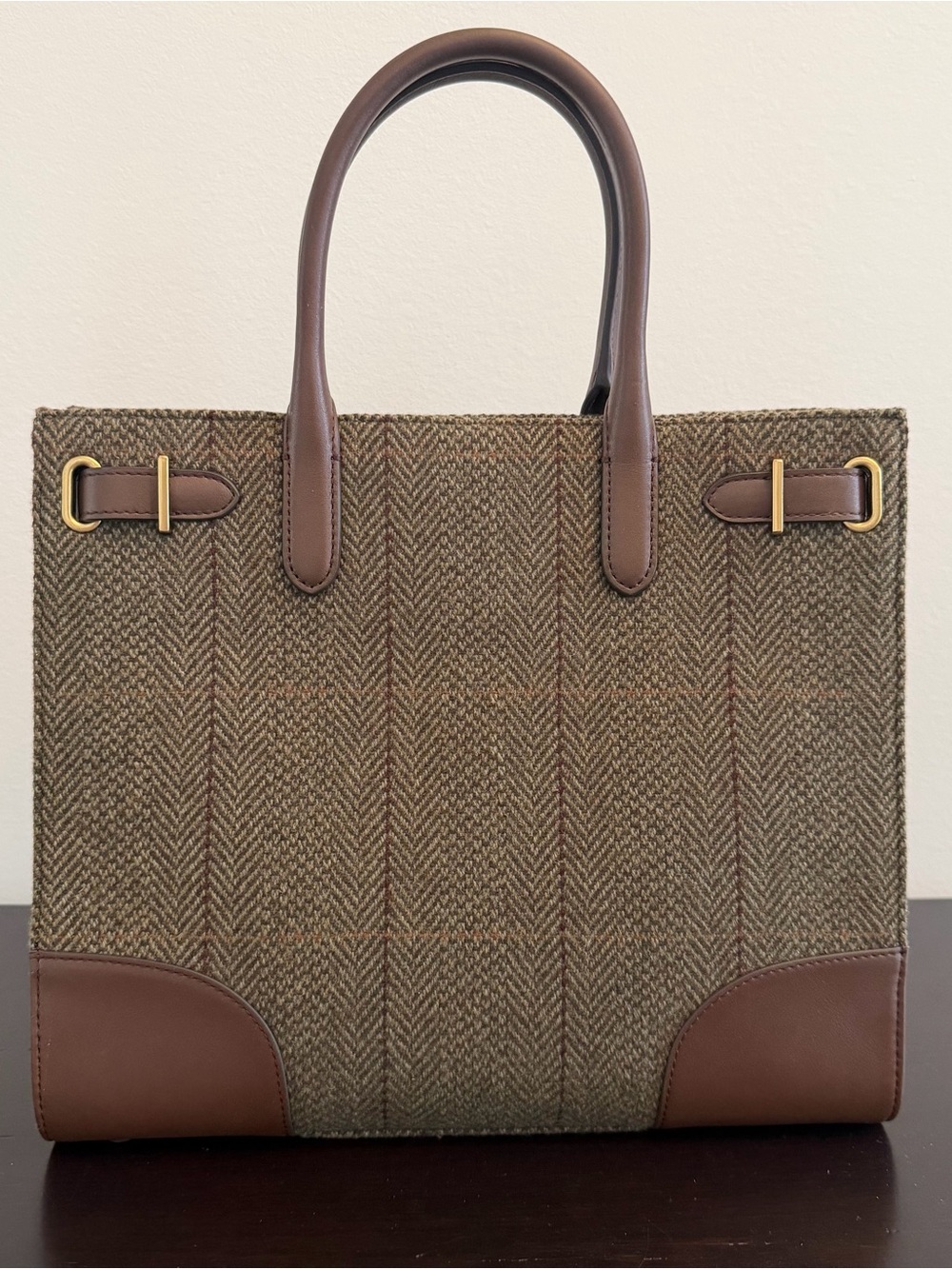 Ralph Lauren Herringbone Tweed Medium Devyn Tote Bag